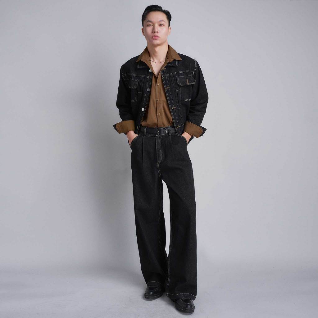 Áo Jean Xếp Ly DINOMAN Vải Jeans Wash Cao Cấp Form Đứng Trẻ Trung Bền Màu Phong Cách Mạnh Mẽ SM026 | BigBuy360 - bigbuy360.vn