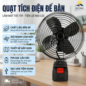 Quạt Tích Điện Để Bàn Mini Gấp Gọn Quạt Sạc USB Làm Mát Cá Nhân Tiện Lợi Cho Gia Đình Văn Phòng