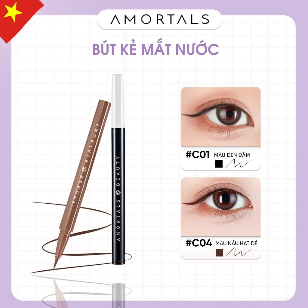 Bút Kẻ Mắt Nước Lâu Trôi AMORTALS 0.01mm Dạng Lỏng, Chống Thấm Nước, Siêu Mảnh, Không Lem Trôi 0.5ml
