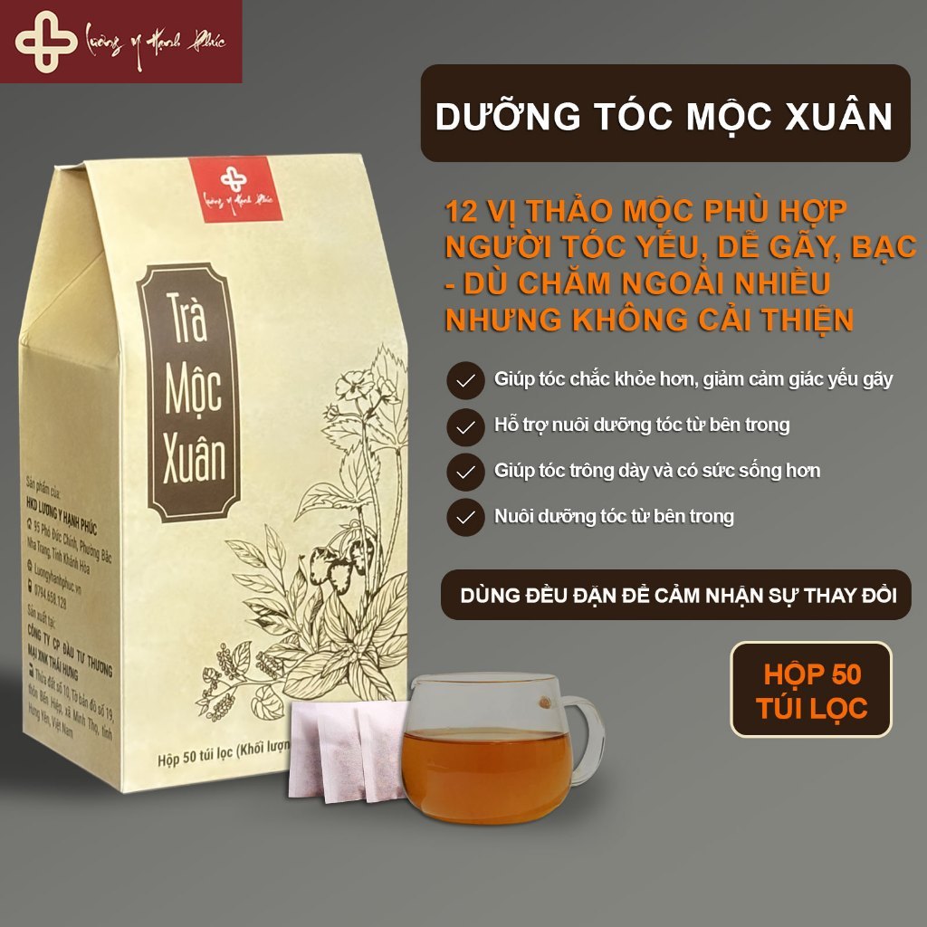 Trà Mộc Xuân Dưỡng Tóc (Cho tóc rụng - bạc) 12 vị thảo mộc Nuôi Dưỡng Dưỡng tóc từ bên trong