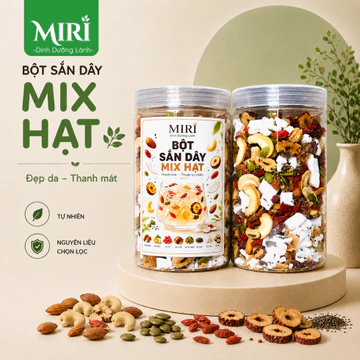 [Loại 1] Hộp 500g BỘT SẮN DÂY TA MIX HẠT MIRI – Bột Sắn Dây Ta Nguyên Chất Kết Hợp 8 Loại Hạt Dinh Dưỡng