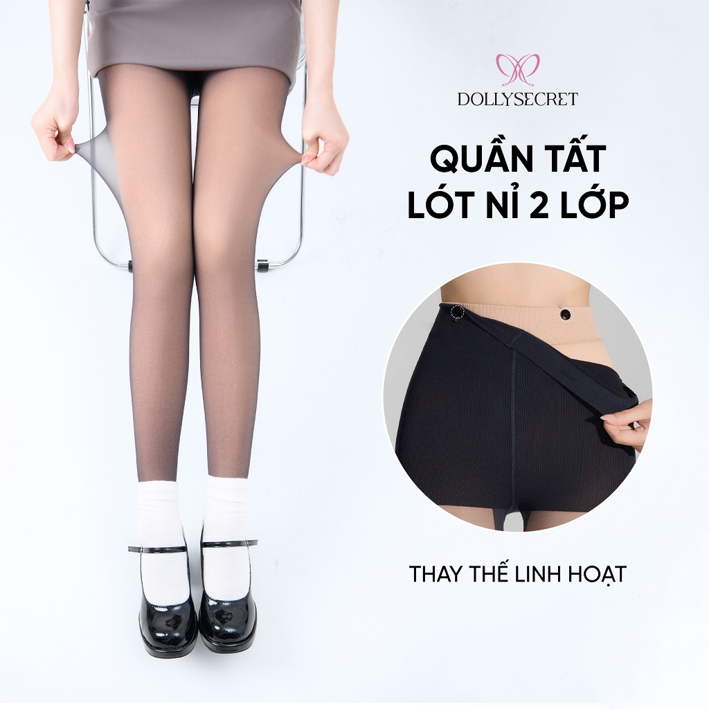 [KOL] Quần Tất Da Chân 2 Lớp Che Khuyết Điểm Mùa Đông 100D DOLLY SECRET Giữ Ấm Siêu Dai T40