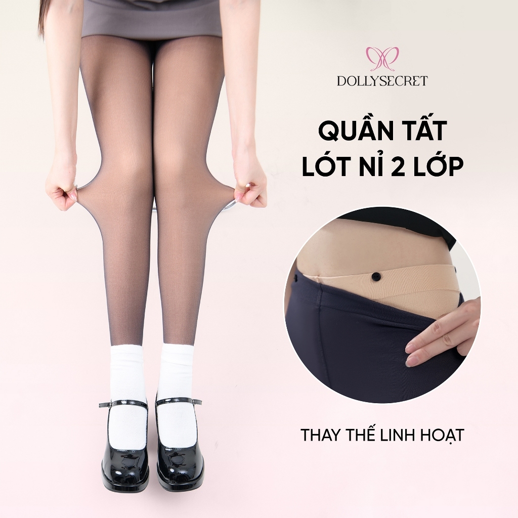 Quần Tất 2 Lớp Lót Nỉ Giữ Nhiệt Che Khuyết Điểm Hiệu Ứng 3D Mùa Đông DOLLY SECRET(có Bigsize) siêu dai Nữ T40