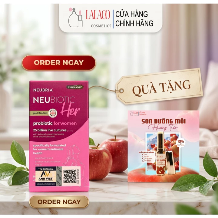 Men vi sinh phụ khoa Neubria Neubiotic Her 30 viên bổ sung lợi khuẩn ngăn ngừa các vấn đề phụ khoa