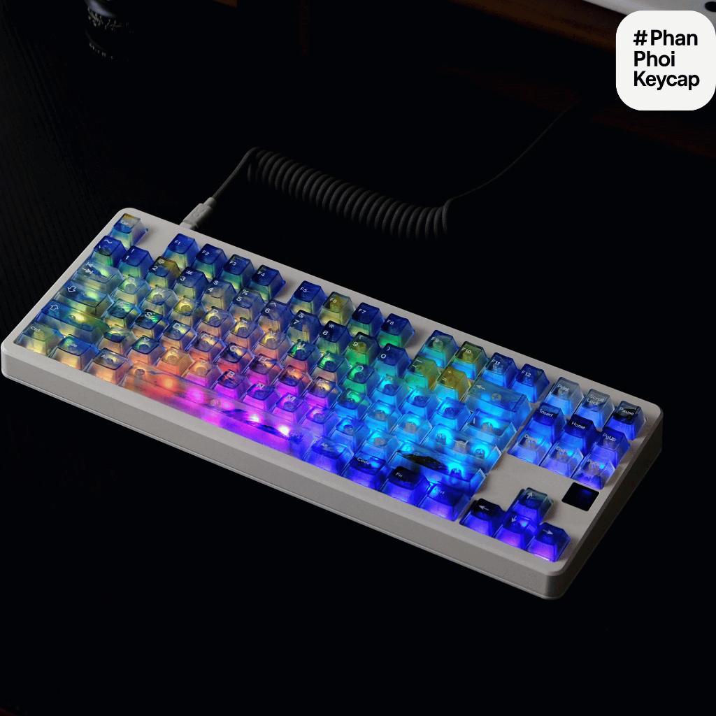 PC05 | Keycap trong suốt Vangogh Foxxy | Xuyên led | ABS PC doubleshot | 122 nút bàn phím cơ | cherry profile | BigBuy360 - bigbuy360.vn