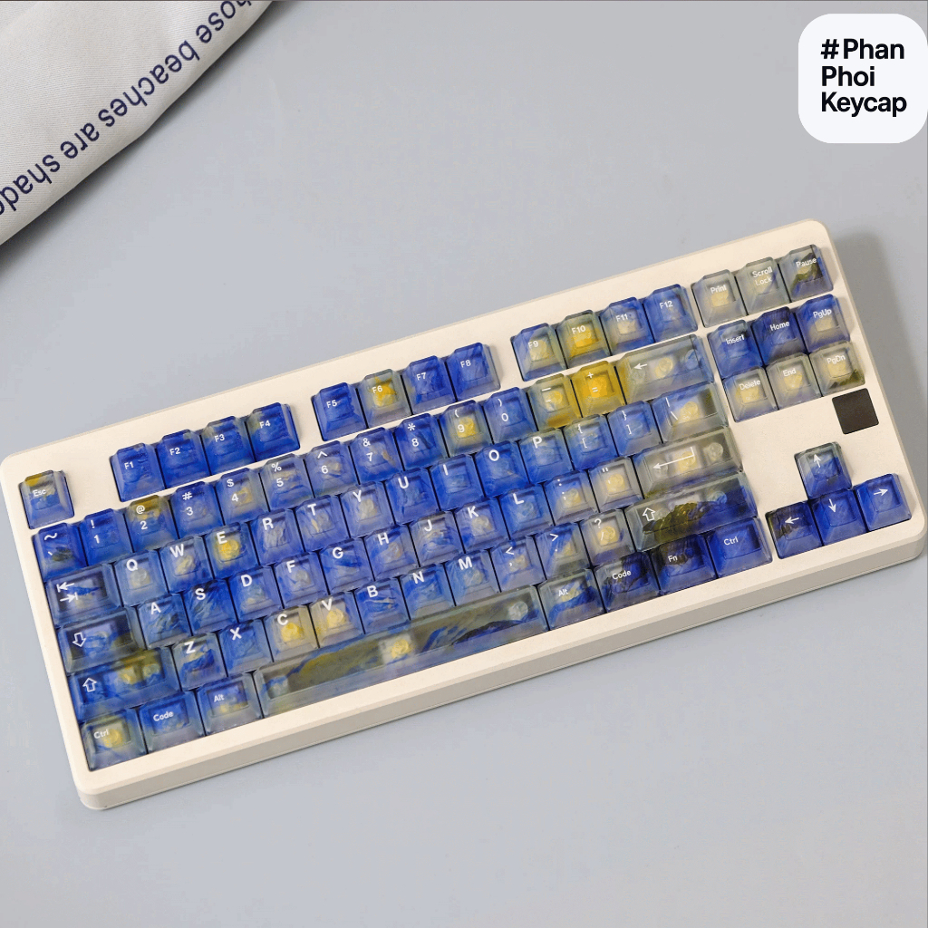 PC05 | Keycap trong suốt Vangogh Foxxy | Xuyên led | ABS PC doubleshot | 122 nút bàn phím cơ | cherry profile | BigBuy360 - bigbuy360.vn
