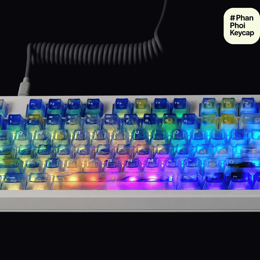 PC05 | Keycap trong suốt Vangogh Foxxy | Xuyên led | ABS PC doubleshot | 122 nút bàn phím cơ | cherry profile | BigBuy360 - bigbuy360.vn
