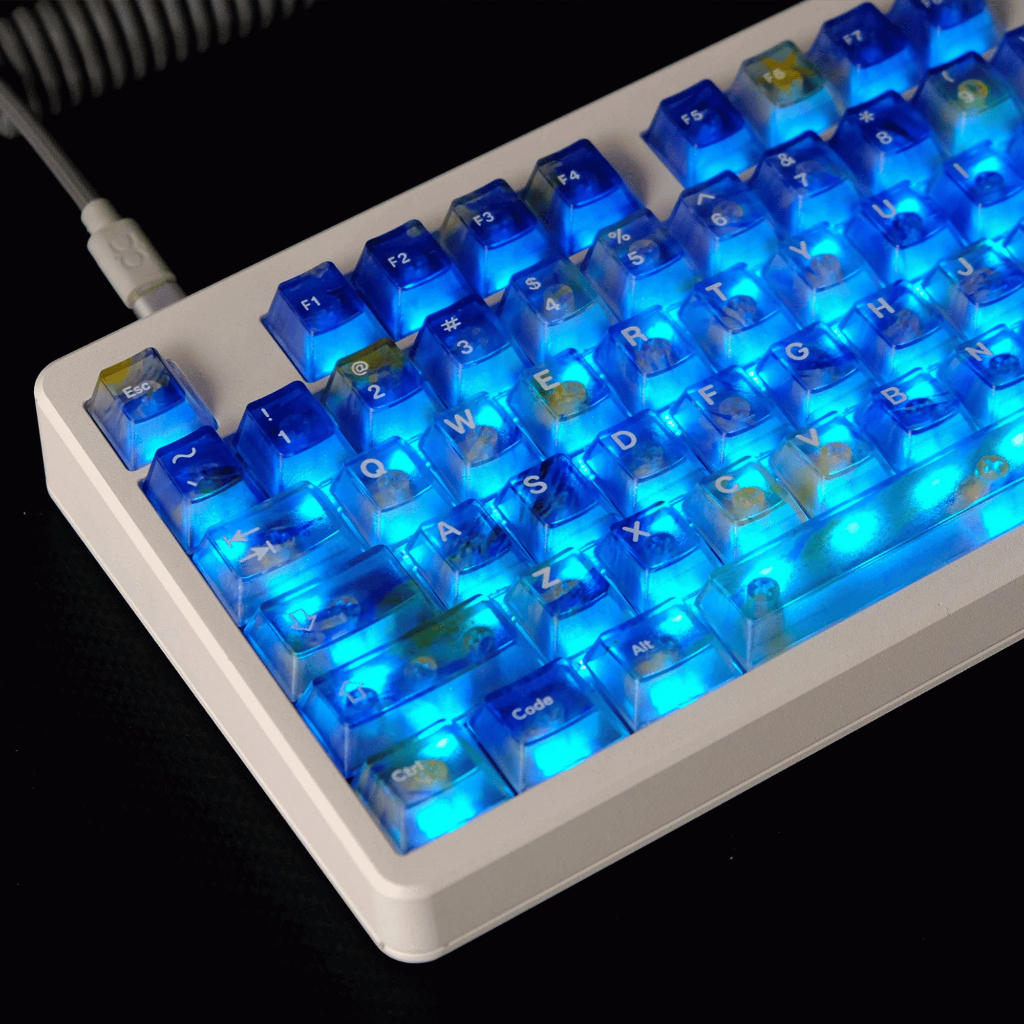 PC05 | Keycap trong suốt Vangogh Foxxy | Xuyên led | ABS PC doubleshot | 122 nút bàn phím cơ | cherry profile | BigBuy360 - bigbuy360.vn