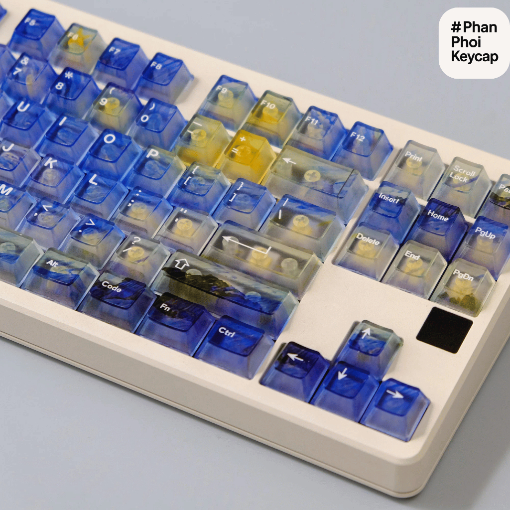 PC05 | Keycap trong suốt Vangogh Foxxy | Xuyên led | ABS PC doubleshot | 122 nút bàn phím cơ | cherry profile | BigBuy360 - bigbuy360.vn