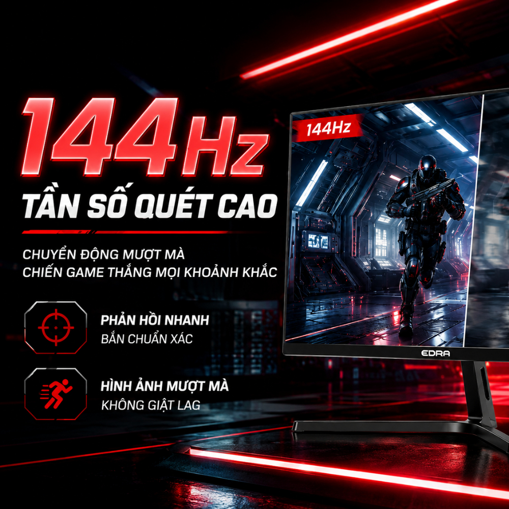 Màn Hình Gaming EDRA EGM24F144S 23.8 Inch Full HD 144Hz | IPS | 99% sRGB | Adaptive Sync | HDR | BigBuy360 - bigbuy360.vn