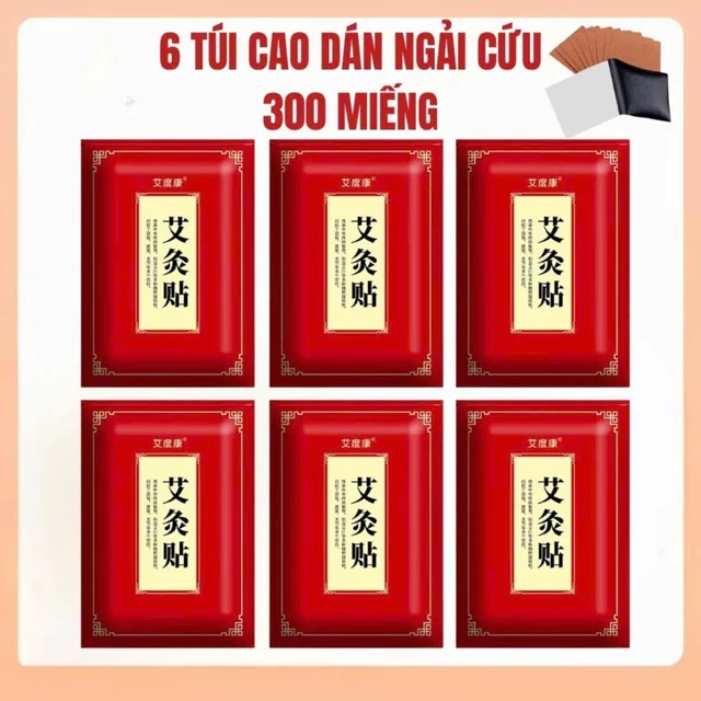 Combo 6 gói 300 Miếng Cao Dán Ngải Cứu Đông Y Nội Địa Trung, Miếng Dán Ngải Cứu Giảm Đau Nhức Cơ Thể - Gói 50 Miếng Dán