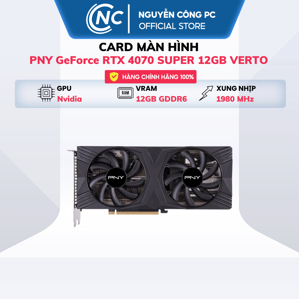 Card màn hình PNY GeForce RTX 4070 SUPER 12GB VERTO Overclocked | Hàng New | Full V | BH 36 tháng | BigBuy360 - bigbuy360.vn