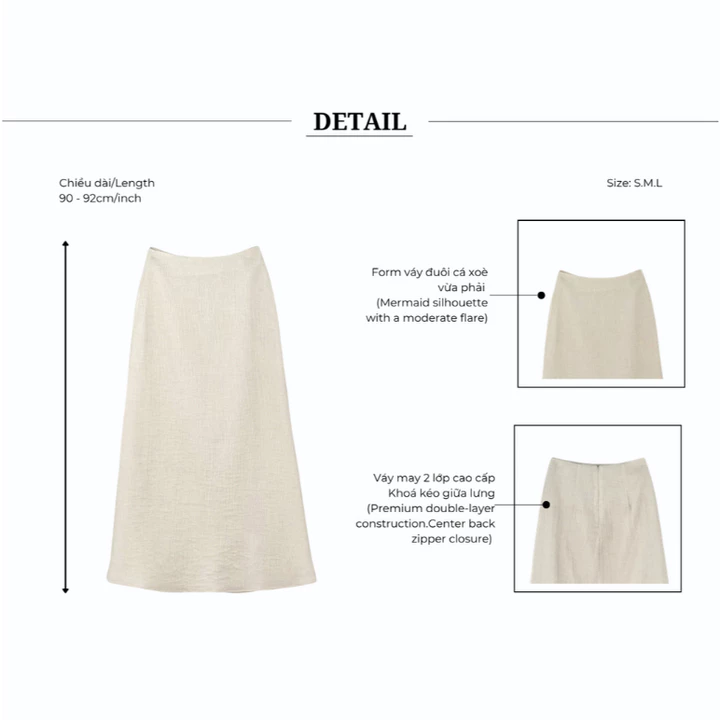 BBSTORE'S Áo Kiểu Tiệc Nữ Xốp Dập Lệch Vai Peplum Nhún Eo Sang Chảnh A4317B - Chân Váy Dài Dự Tiệc Xòe Đuôi Cá V4318B