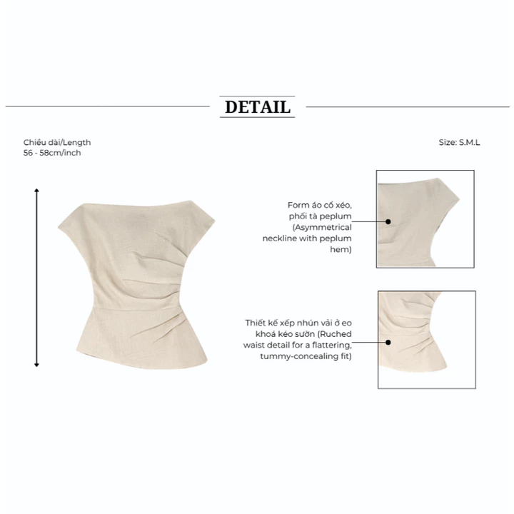 BBSTORE'S Áo Kiểu Tiệc Nữ Xốp Dập Lệch Vai Peplum Nhún Eo Sang Chảnh A4317B - Chân Váy Dài Dự Tiệc Xòe Đuôi Cá V4318B