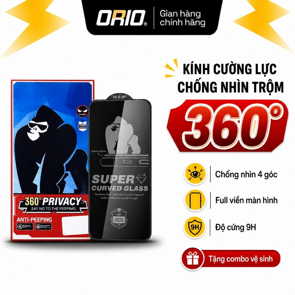Kính Cường Lực iPhone Chống Nhìn Trộm 360° Hạn Chế Vân Tay Độ Cứng 9H Chống Va Đập Bảo Vệ Tối ưu