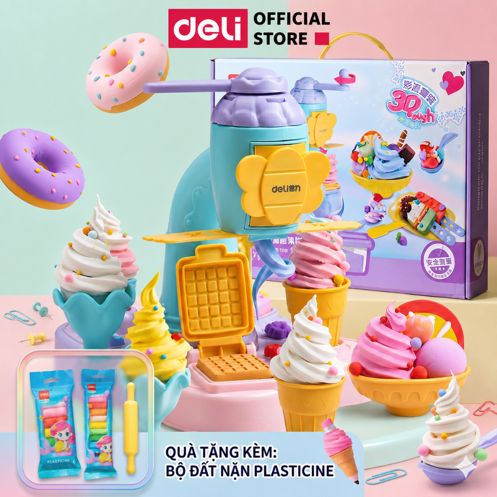 Bộ Đồ Chơi Đất Nặn Deli An Toàn Cho Bé Kid - Máy Làm Mì Cho Bé Thảo Sức ...