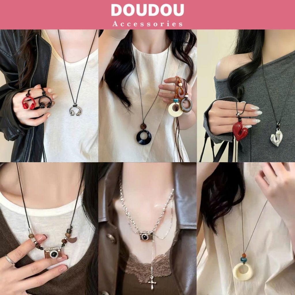 Dây chuyền hình máy ảnh Doudou Vòng cổ nữ Dây chuyền charm máy ảnh cổ điển Vòng cổ choker XL027