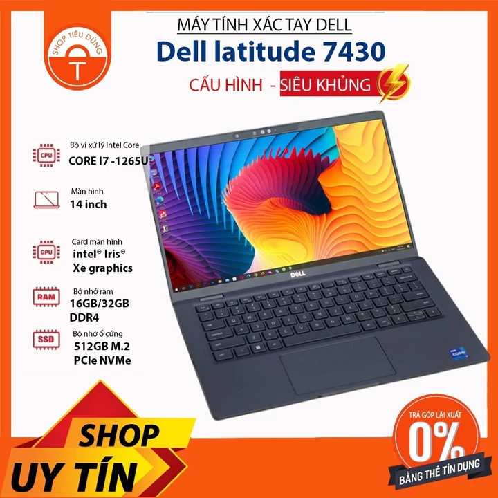 [ Cấu hình khủng] Laptop Dell Latitude vỏ Carbon 7430 i7 1265U RAM 32GB / 256Gb FHD