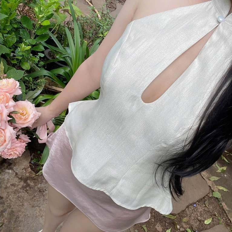 Áo yếm cổ tàu chất linen xược | BigBuy360 - bigbuy360.vn