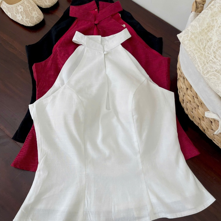 Áo yếm cổ tàu chất linen xược | BigBuy360 - bigbuy360.vn