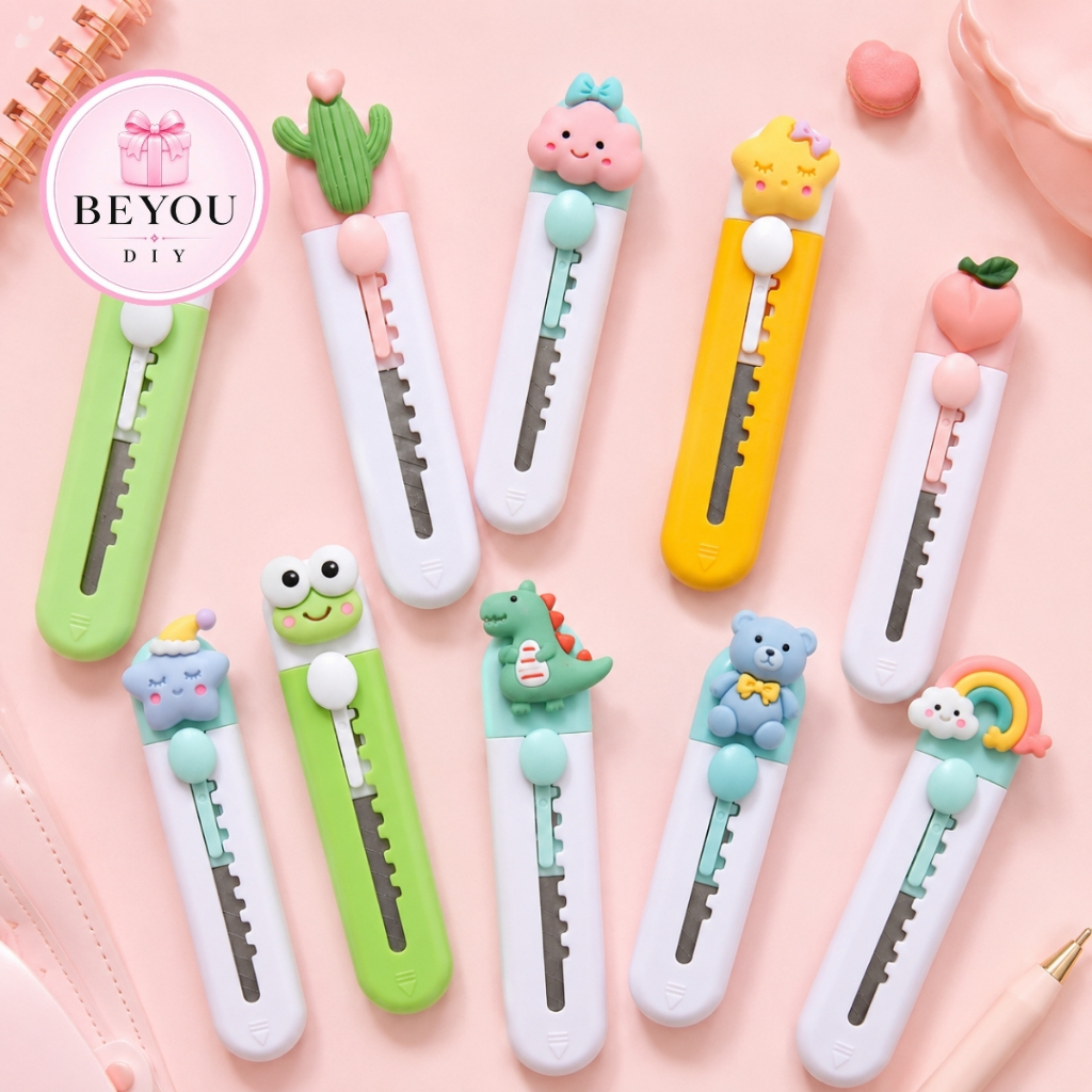 Dao Rọc Giấy Mini Hình Ngộ Nghĩnh, Dao Rọc Giấy Mini Gắn Charm Unboxing Cute - BEYOU