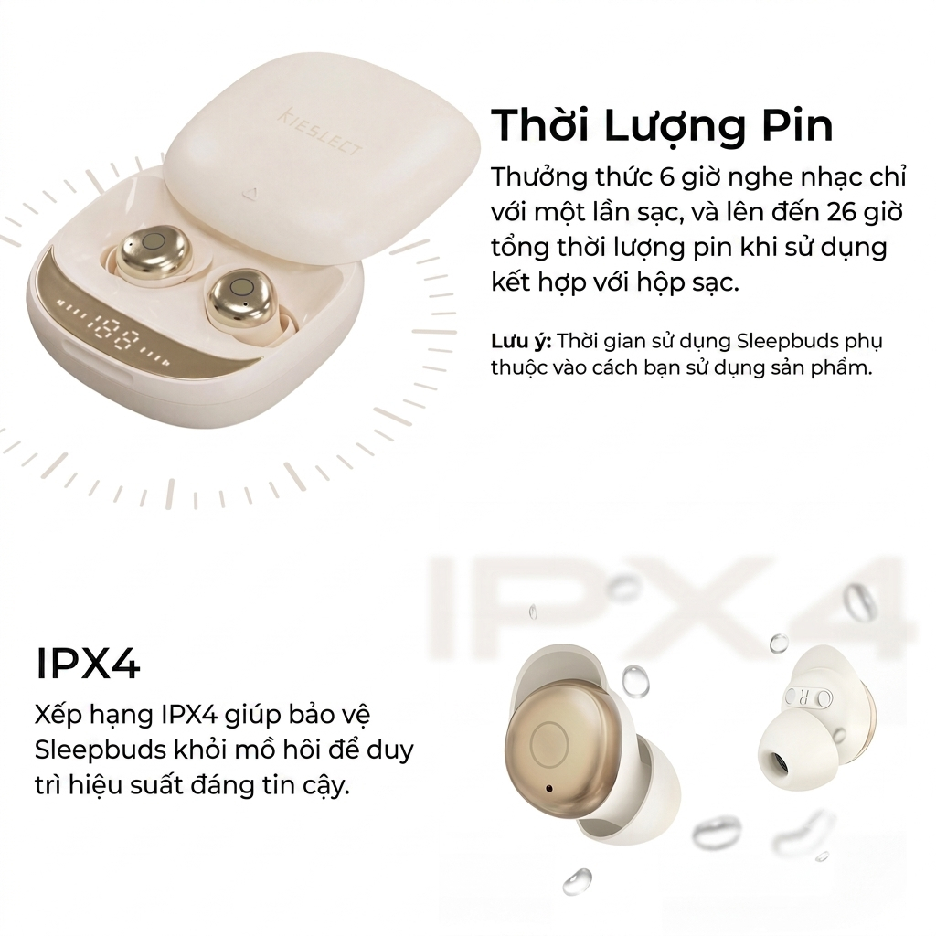 Tai Nghe Ngủ Bluetooth Kieslect Sleepbuds A2 | Khử Ồn 3 Lớp PNC+ANC+White Noise | Nằm Nghiêng Không Đau| Siêu nhẹ | BigBuy360 - bigbuy360.vn
