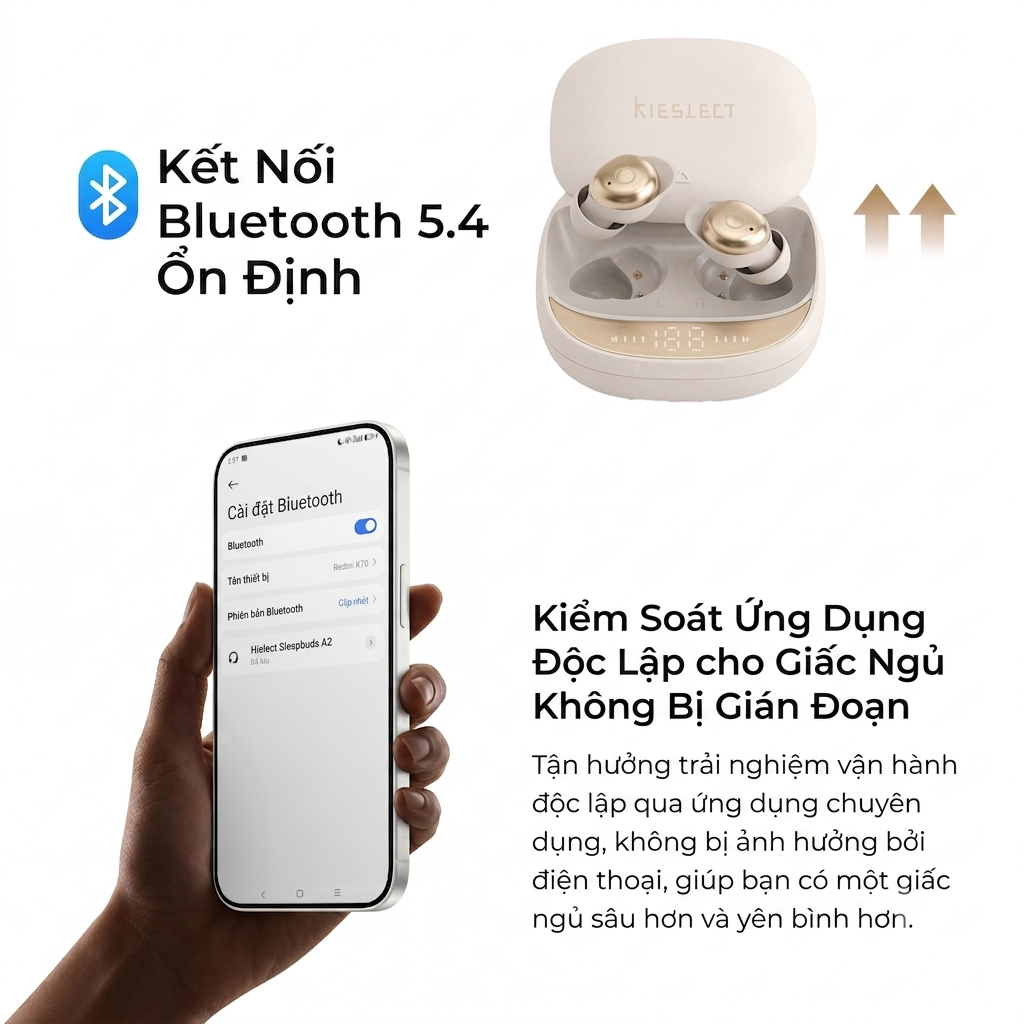 Tai Nghe Ngủ Bluetooth Kieslect Sleepbuds A2 | Khử Ồn 3 Lớp PNC+ANC+White Noise | Nằm Nghiêng Không Đau| Siêu nhẹ | BigBuy360 - bigbuy360.vn