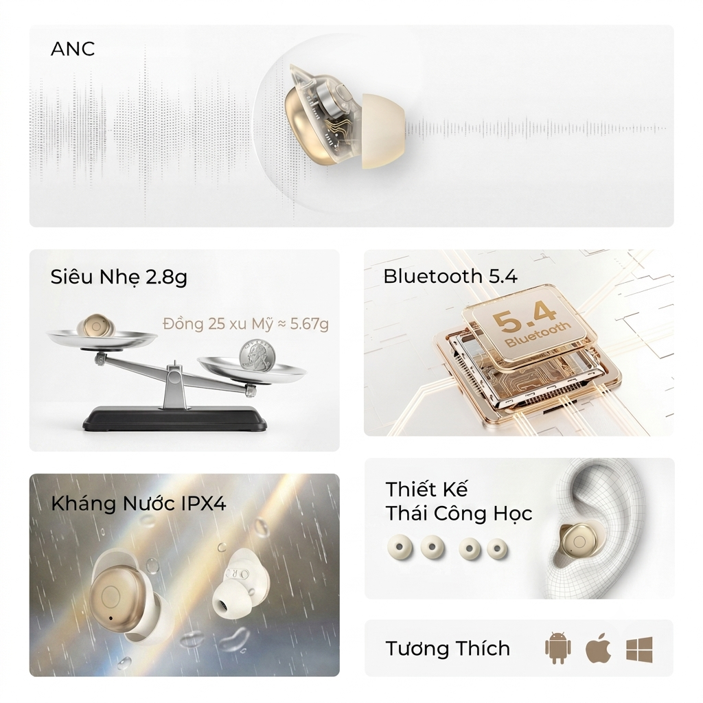 Tai Nghe Ngủ Bluetooth Kieslect Sleepbuds A2 | Khử Ồn 3 Lớp PNC+ANC+White Noise | Nằm Nghiêng Không Đau| Siêu nhẹ | BigBuy360 - bigbuy360.vn
