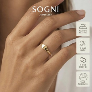 Nhẫn Đơn Ngón Út Nữ Titan Signet Mạ Vàng PVD 18K Thép Không Gỉ SOGNI HHR17