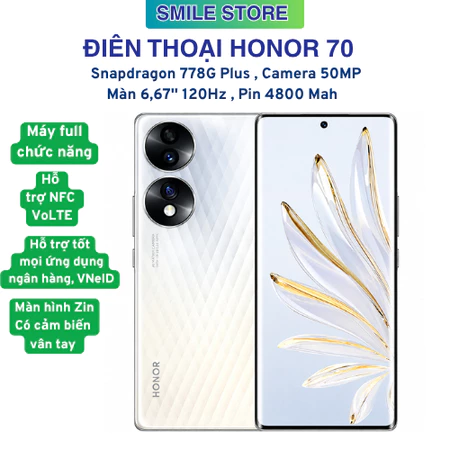 Điện Thoại Honor 70 5G Quốc Tế 8GB 256GB Like New Fullbox Snapdragon 778G Plus Màn OLED 120Hz NFC VoLTE
