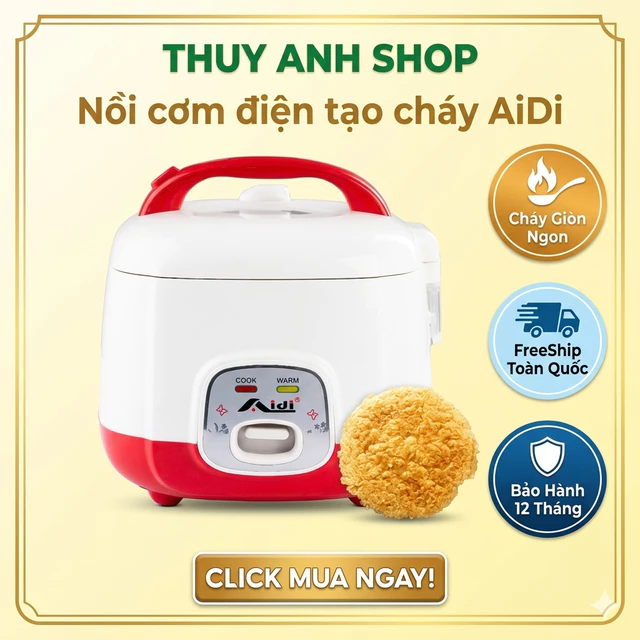 Nồi cơm 1.2L (Nồi cơm cháy 9028 AiDi), nồi cơm điện cho cháy 9028 , nồi cơm cháy , nồi cơm nấu cháy.