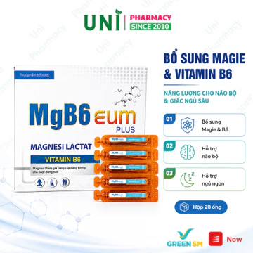 ✅(Mua combo tặng kẹo Chính Hãng) Magie B6 EUM bổ sung magine giảm trằn trọc quấy đêm tăng cường sức khỏe ống Hộp 20 ống