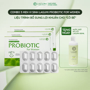 3 Hộp Men Vi Sinh Phụ Nữ LAGUMI Probiotic Giúp Giảm Viêm Nhiễm, Hôi Ngứa Khí Hư, Cải Thiện Nấm Candida