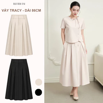 Better EM [Chân váy Tracy] Chân Váy Maxi Nữ Thanh Lịch Dài 86cm,Co Giãn Lưng Che Bụng Tôn Dáng, Bigsize 45kg Đến 82kg