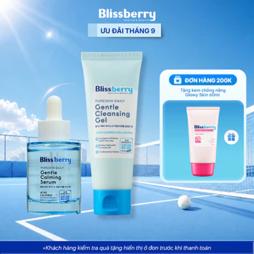 [COMBO PHỤC HỒI] Sữa rửa mặt BHA Blissberry Daily Gentle Cleansing Gel 100ml và Serum BHA Daily Gentle Calming 30ml