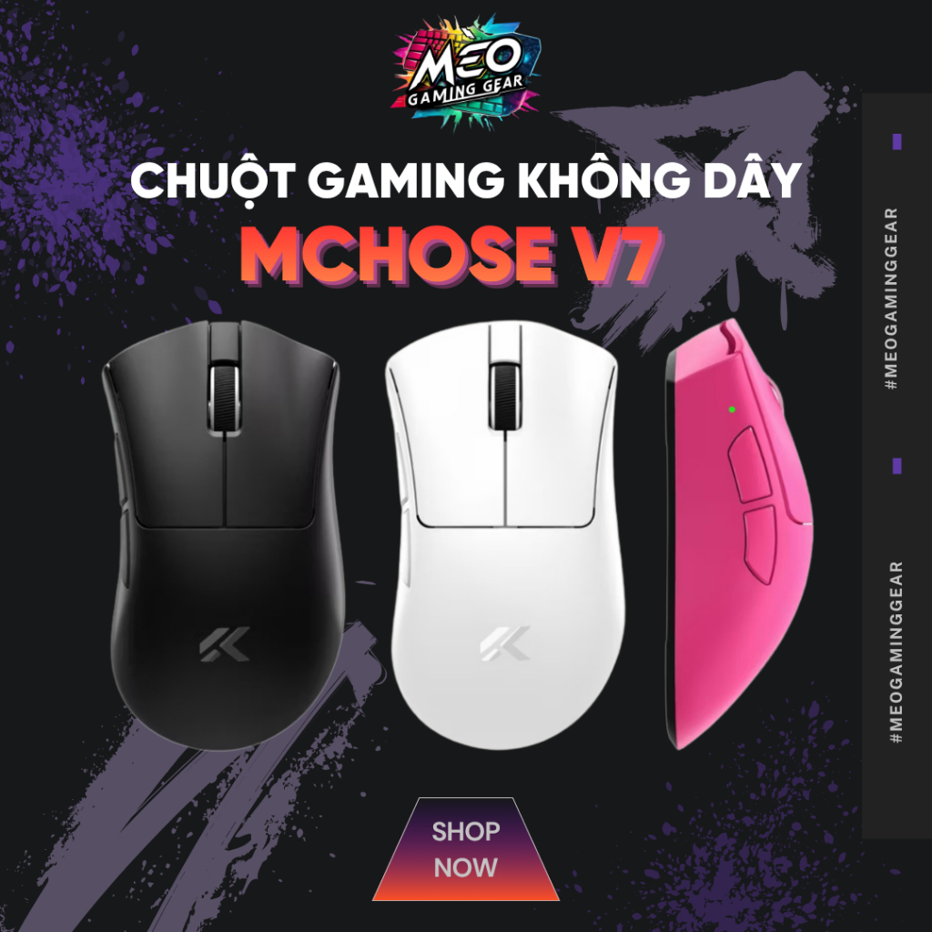 Chuột Gaming Không Dây Mchose V7 - 3 MODE - THIẾT KẾ CÔNG THÁI HỌC - TRỌNG LƯỢNG NHẸ 59G | BigBuy360 - bigbuy360.vn