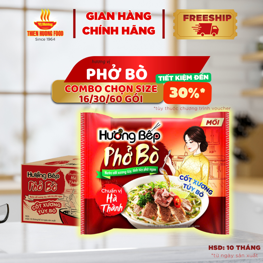 Phở Bò Hương Bếp -16 gói/30 gói/60 gói x 70gram/gói