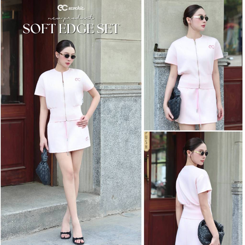 Set chân váy ECOCHIC B237 Áo Crop Khóa kéo Chân Váy Cạp Chun Chất Liệu Cao Cấp Chính Hãng Mềm Mịn