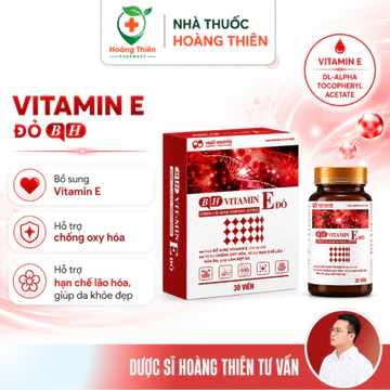 VITAMIN E ĐỎ BH - Viên Bổ Sung Vitamin E 400 IU, Hỗ Trợ Chống Oxy Hóa, Chống Lão Hóa, Giúp Da Khỏe Đẹp - Hộp 30 viên