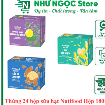 Nutifood Sữa Hạt Hộp 180ml - Sữa Yến Mạch/ Sữa 20 loại hạt/ Sữa mầm đậu nành - Thùng 24 hộp