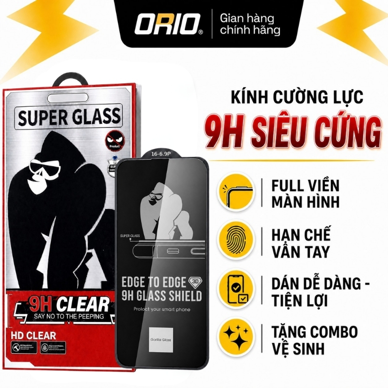 Kính Cường Lực iPhone KK siêu cứng 4D full màn cao cấp chống va đập mạnh hạn chế vân tay vuốt mượt