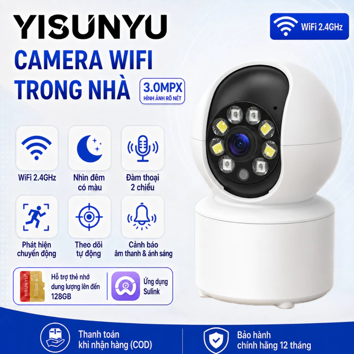YISUNYU camera， WiFi Camera CCTV không thấm nước camera wifi xoay 360 độĐàm Thoại 2 Chiều, Phát Hiện Chuyển Động