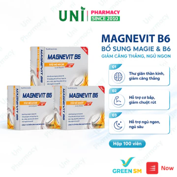 (Mua Combo 3h giá tốt ) Viên Uống Magie B6 Hulipha - Giảm Căng Thẳng, Ngủ Ngon & Ngừa Chuột Rút (Hộp 100 Viên)