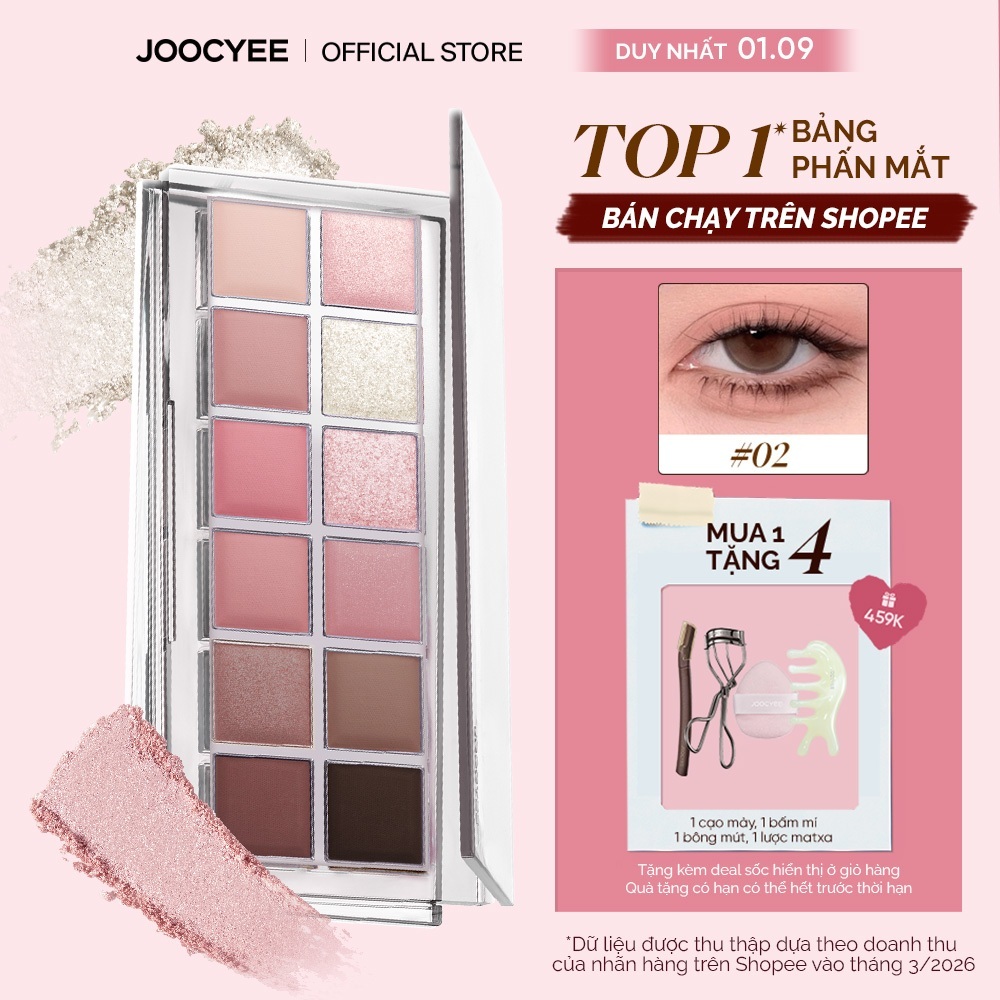 [BÁN CHẠY NHẤT] Bảng Phấn  Trang Điểm Mắt JOOCYEE 12 ô Đa Năng Dễ Tán Tự Nhiên Mịn Màng Tệp Da Mỏng Nhẹ Bền Màu