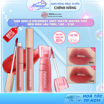 Son Kem Lì Colorkey Soft Matte Water Tint Bền Màu Lâu Trôi, Không Dính Cốc, Siêu Mịn Môi 1.8g/2.5g