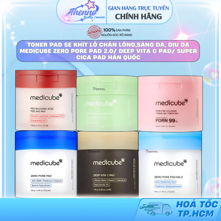 Toner Pad Se Khít Lỗ Chân Lông,Sáng Da, Dịu Da Medicube Zero Pore Pad 2.0/ Deep Vita C Pad/ Super Cica Pad Hàn Quốc