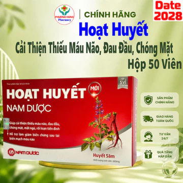 Hoạt huyết Nam Dược Giúp Hỗ trợ hoạt huyết, cải thiện thiếu máu não, đau đầu, chóng mặt - Hộp 50v
