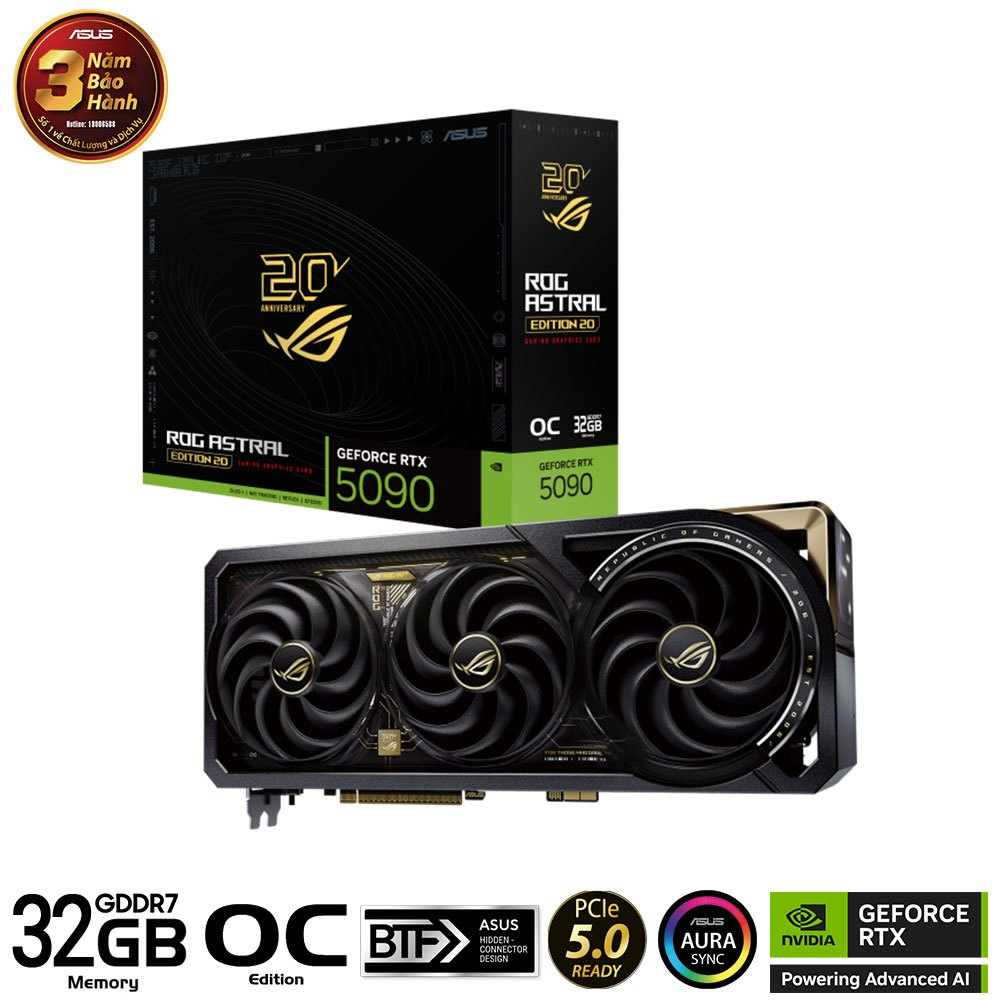 Card màn hình ASUS ROG Astral GeForce RTX 5090 Edition 20 phiên bản độc quyền kỷ niệm 20 năm - Hàng Chính Hãng | BigBuy360 - bigbuy360.vn