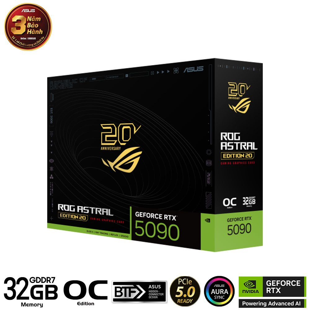 Card màn hình ASUS ROG Astral GeForce RTX 5090 Edition 20 phiên bản độc quyền kỷ niệm 20 năm - Hàng Chính Hãng | BigBuy360 - bigbuy360.vn