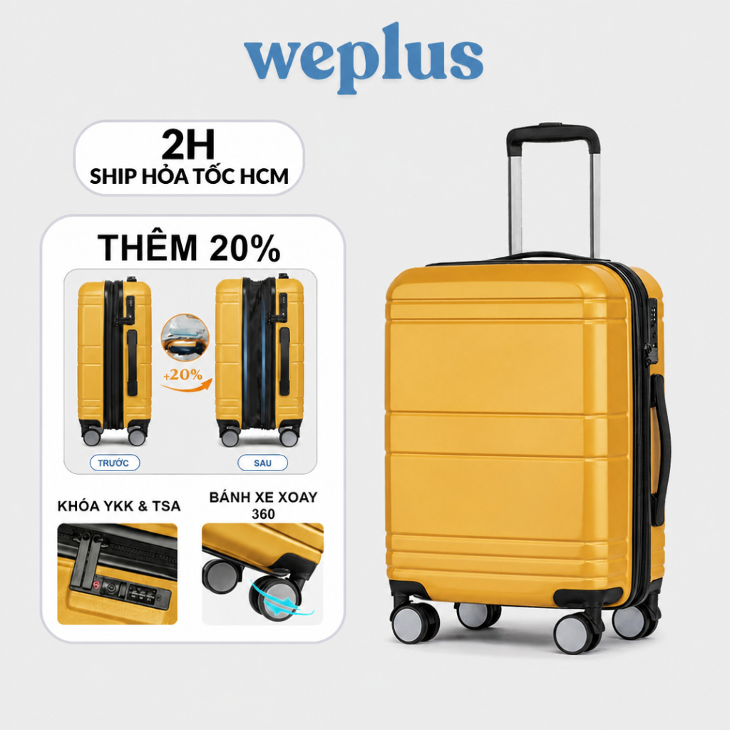 Vali Size 20 Weplus Nhựa PC Kết Hợp ABS Siêu Bền Chịu Lực Chống Va Đập Đi Lại Ngắn Ngày WPL115-20